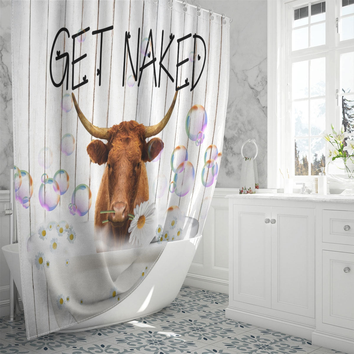 Salers Get Naked Daisy Shower Curtain