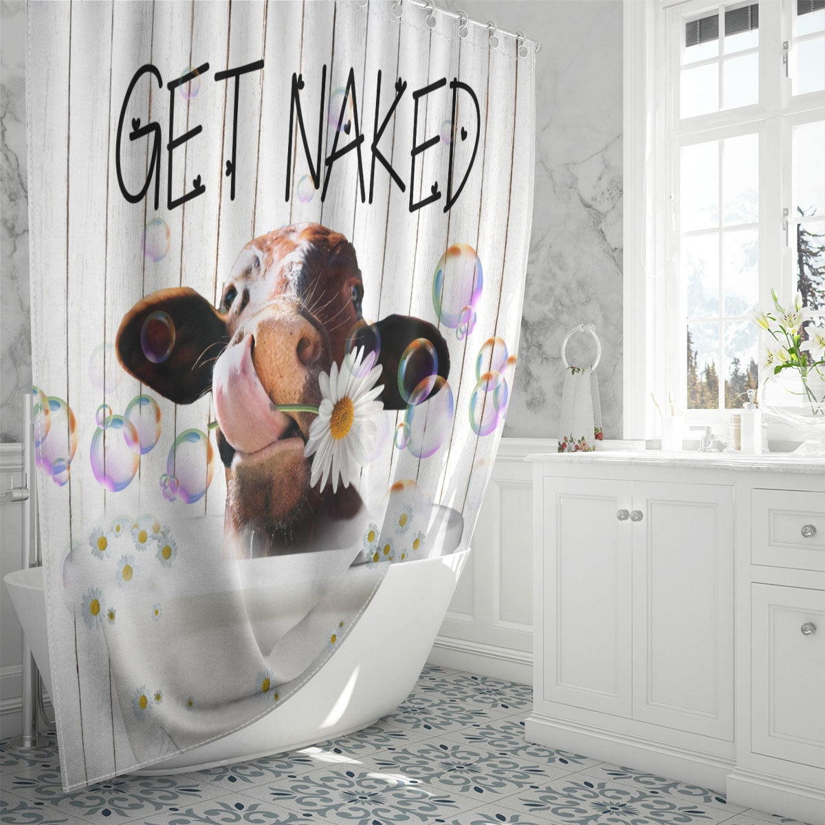 Santa Gertrudis Cattle Get Naked Daisy Shower Curtain