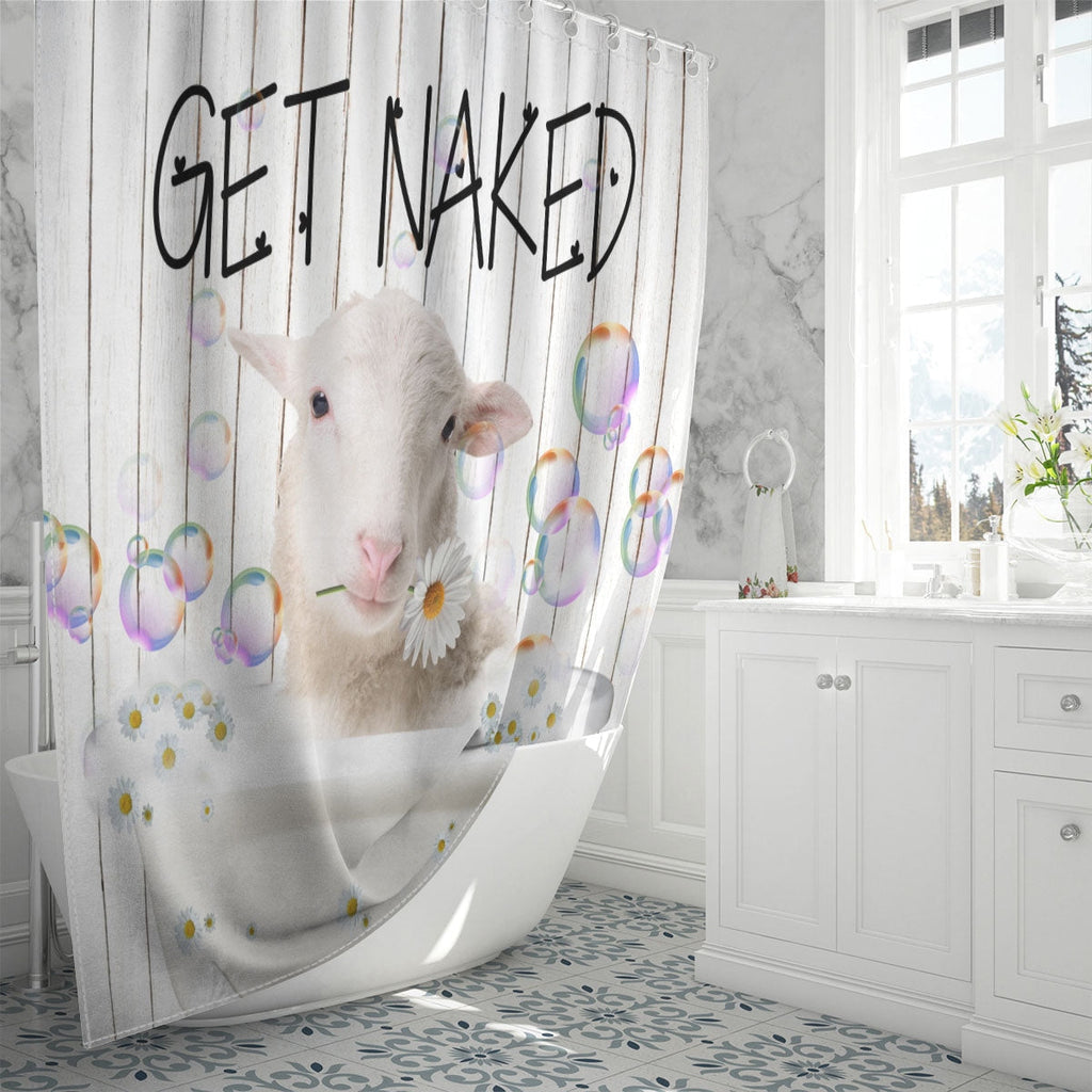 Sheep Get Naked Daisy Shower Curtain