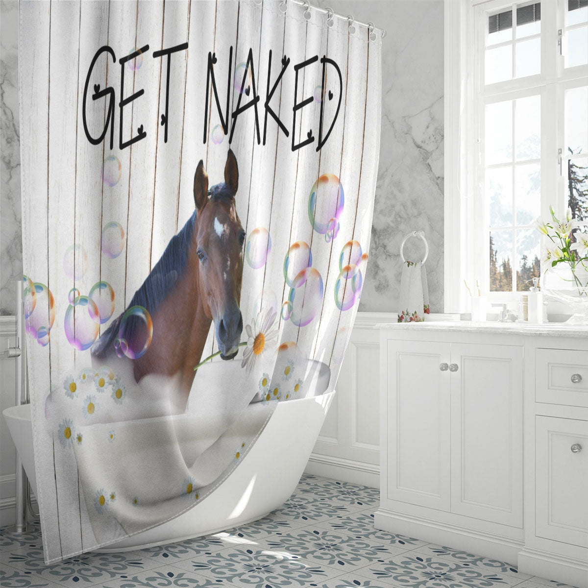 Thoroughbred Get Naked Daisy Shower Curtain