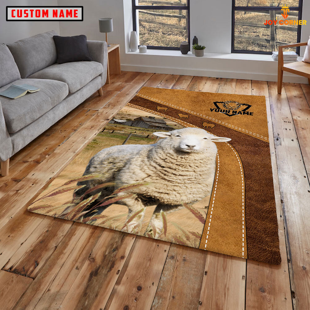 Sheep Farming Brown Personalized Name 3D Rug