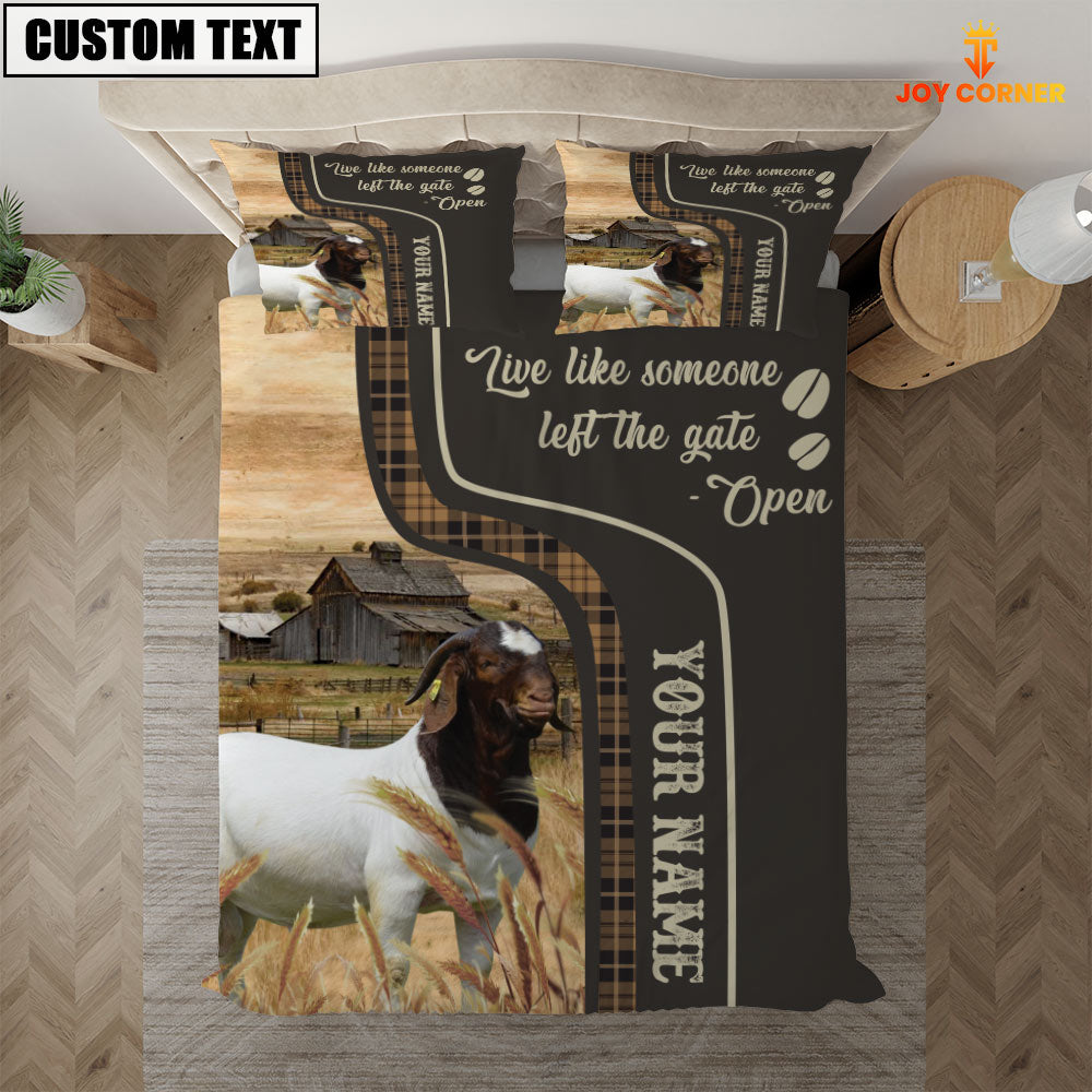 Boer Goat Like Someone Left The Gate Open Customized Name 3D Bedding Set