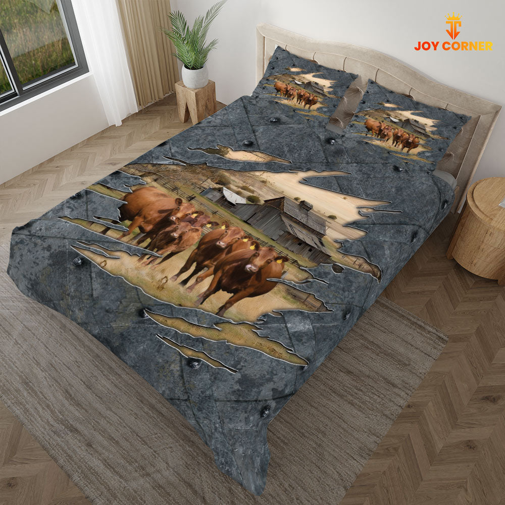 Red Angus On The Farm Customized Name Bedding Set