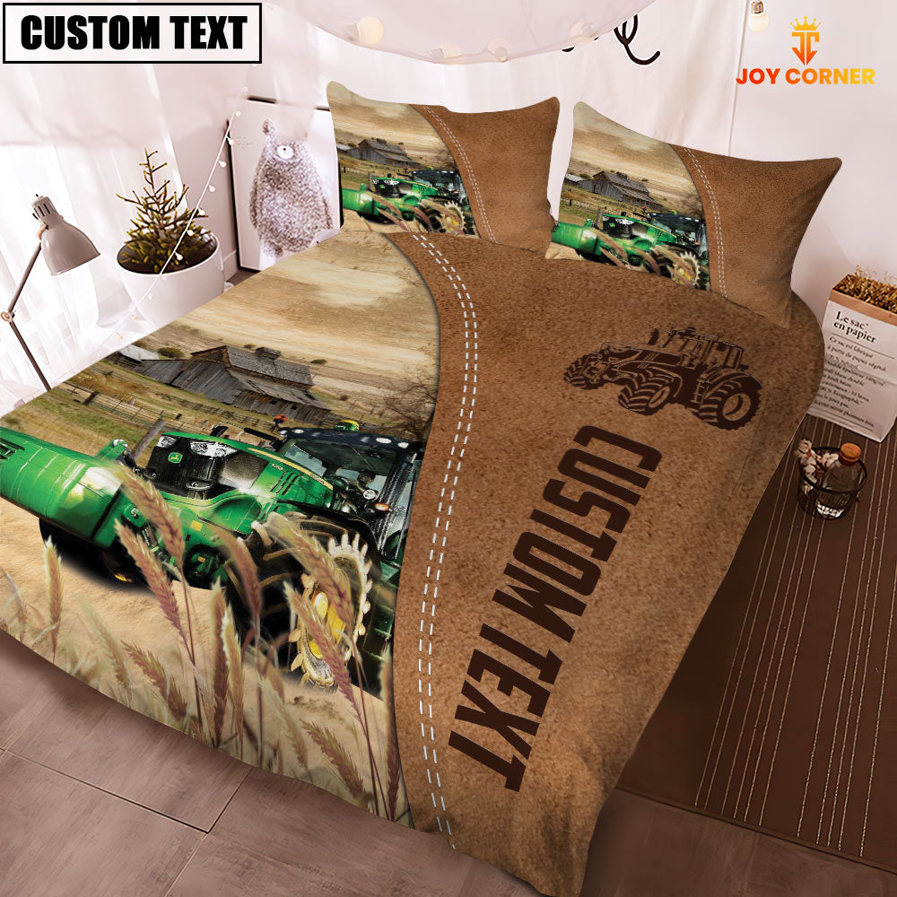 Custom Name Tractor Cattle Brown Bedding Set