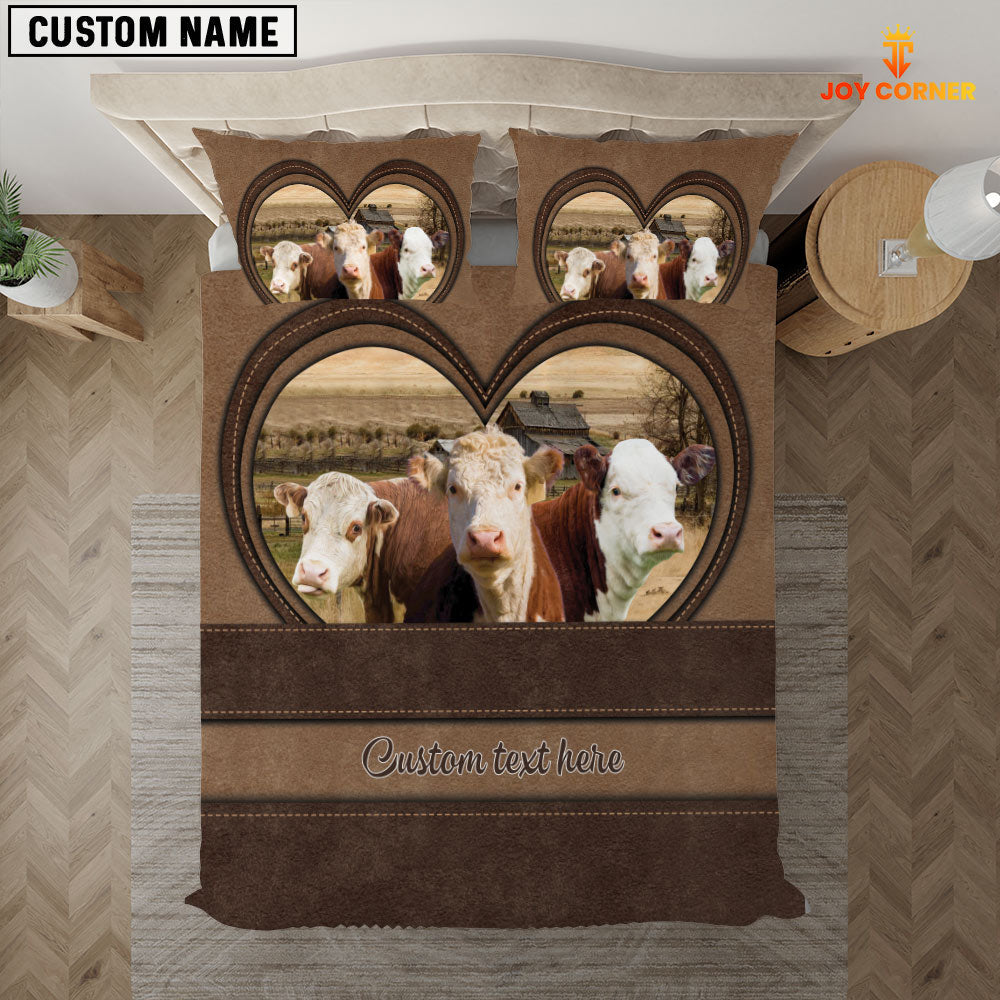 Hereford In Heart Custom Name Bedding Set