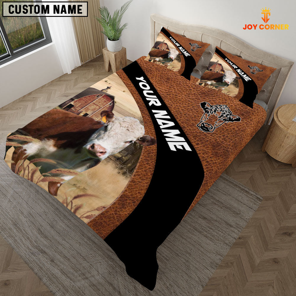 Hereford On The Farm Customized Name Red Barn Bedding Set