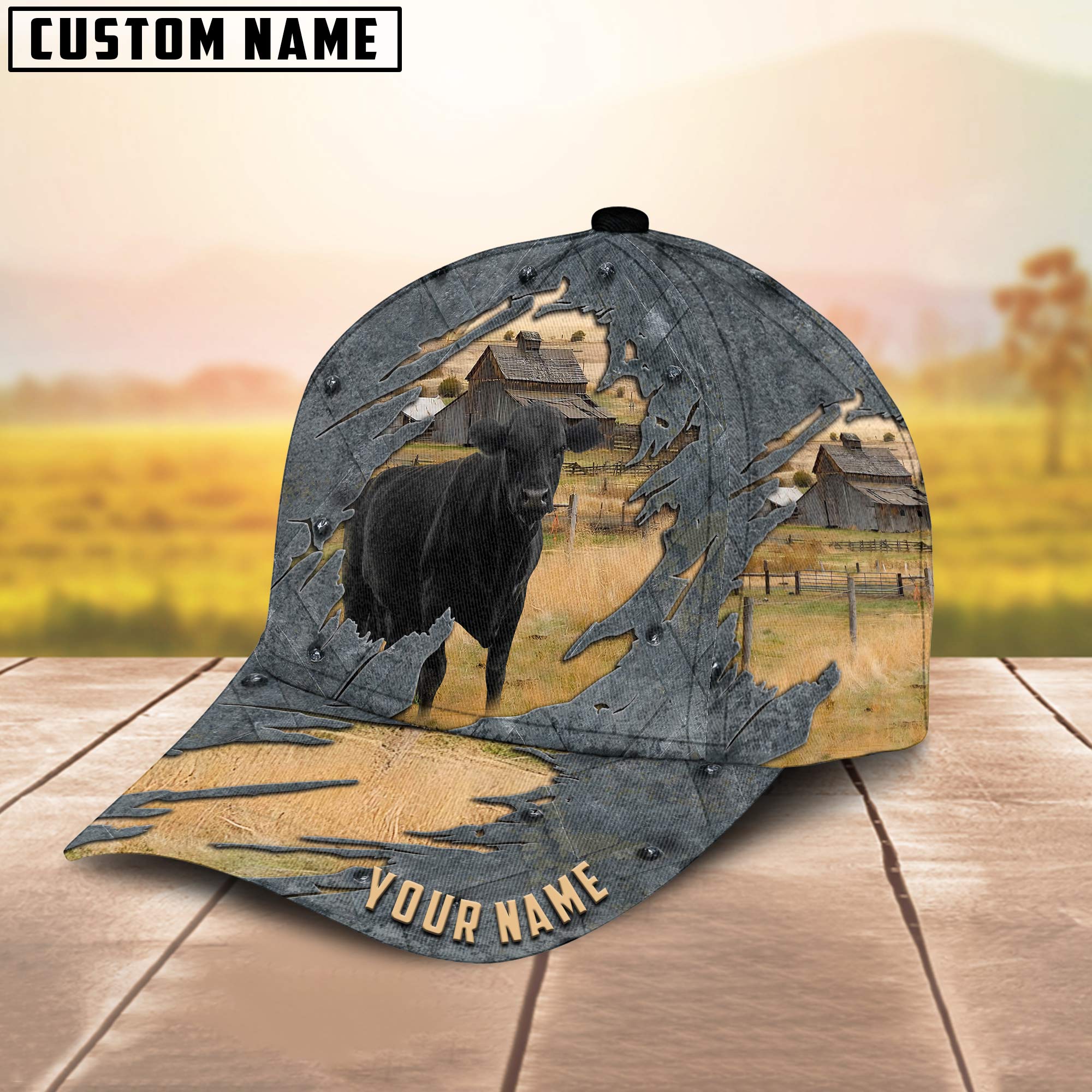Black Angus Customized Name Cap