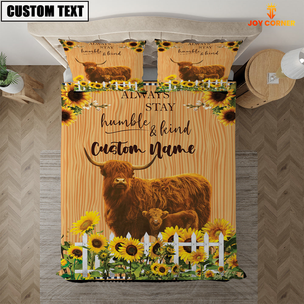 Highland Stay Humble And Kind Custom Name Bedding Set