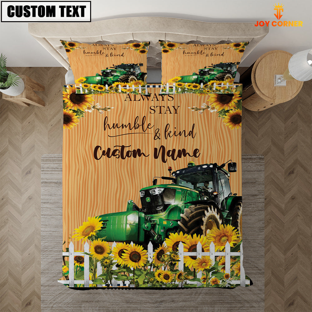 Tractor Stay Humble And Kind Custom Name Bedding Set