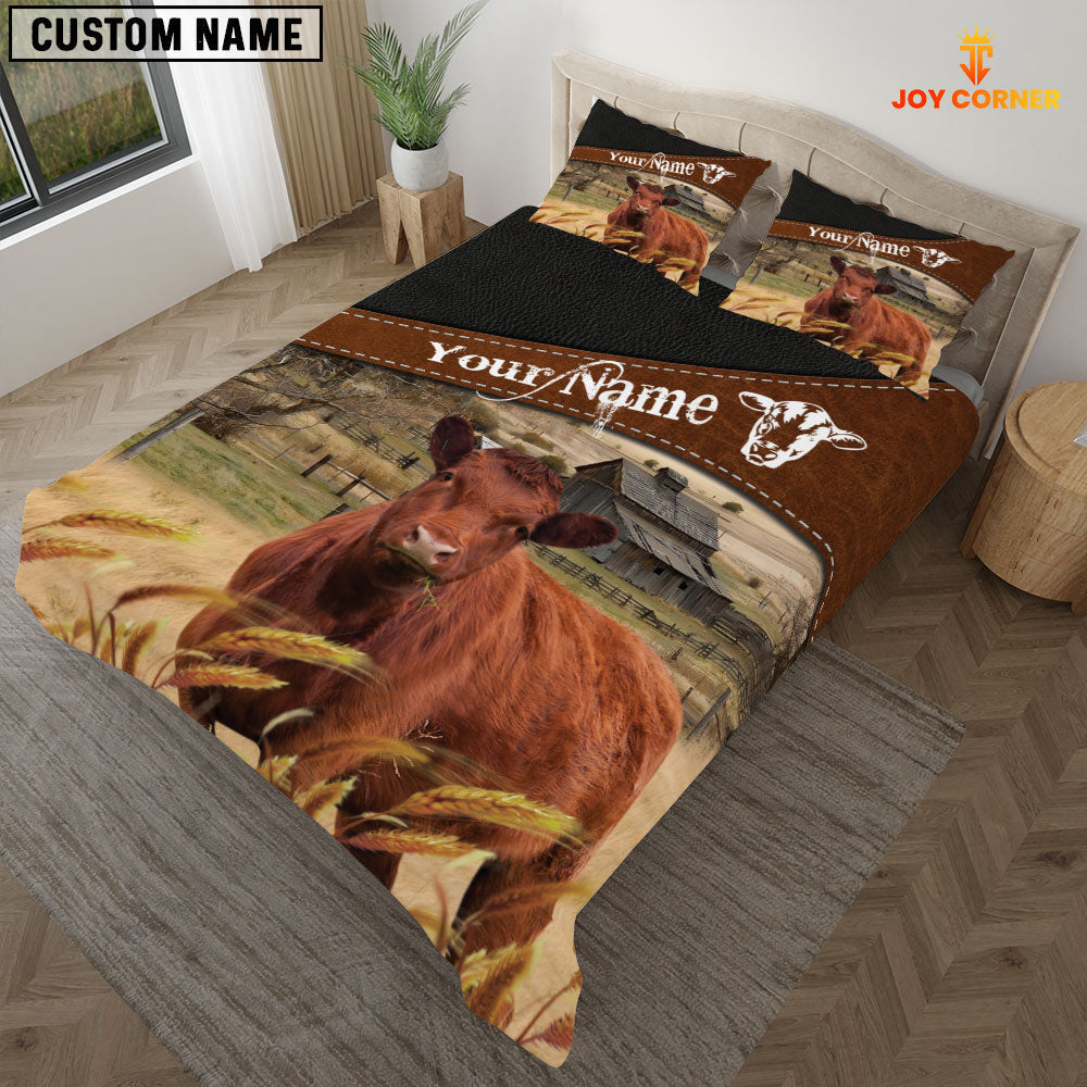 Red Angus On The Field Customized Name 3D Bedding Set