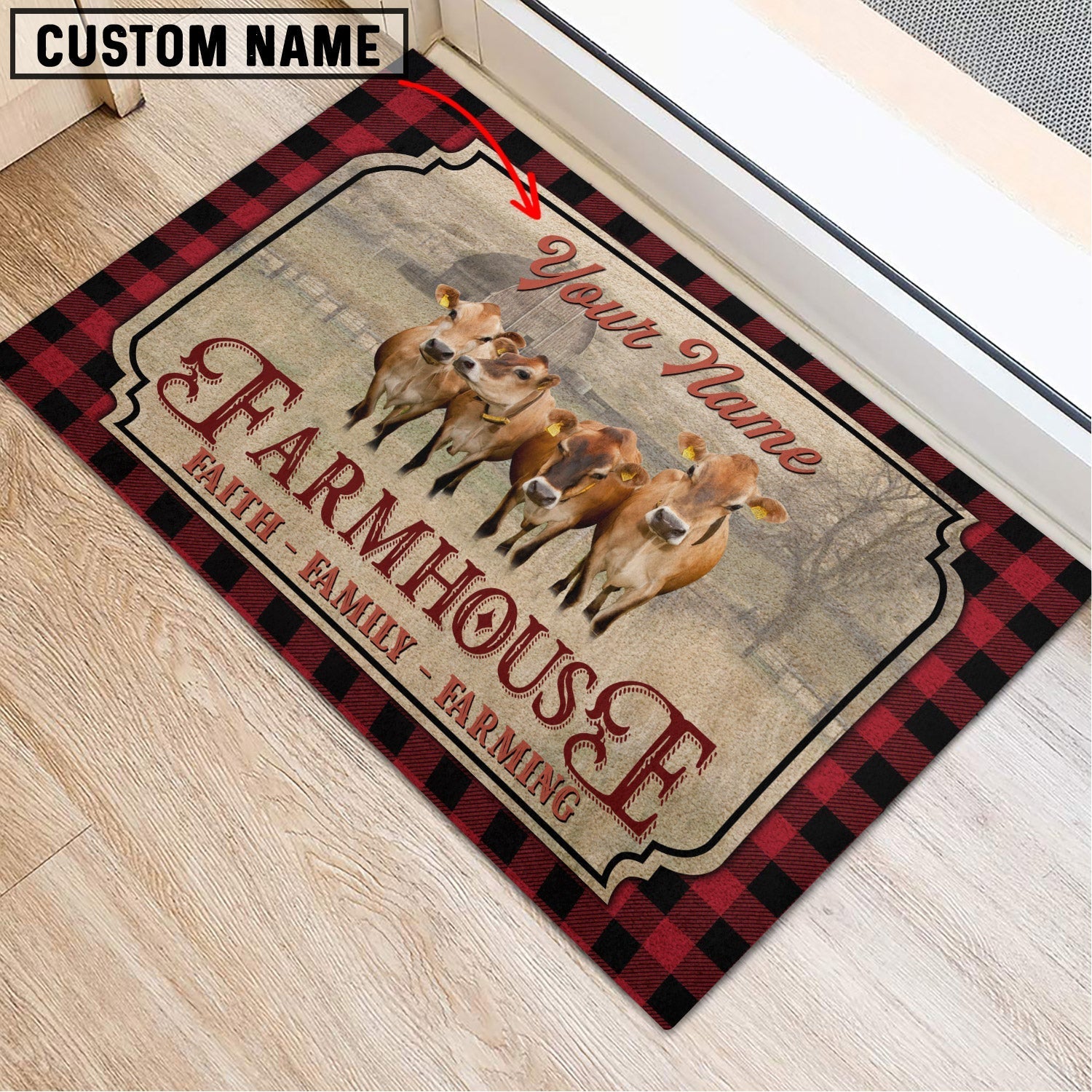 Jersey Faith Family Farming Custom Name Doormat