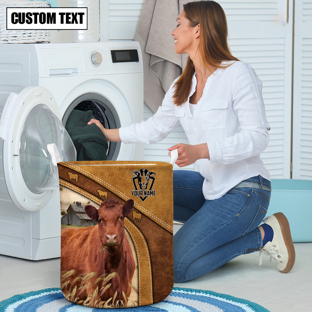 Red Angus Cattle Brown Custom Name Basket