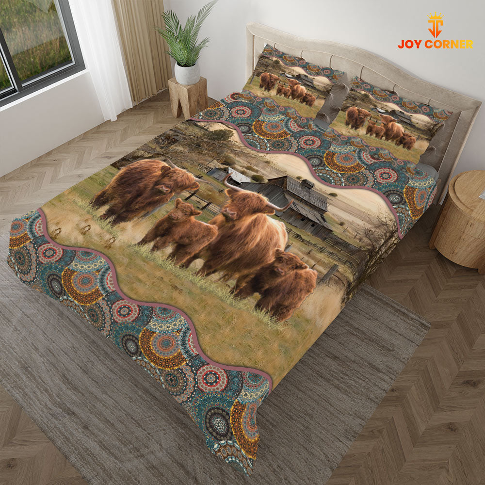Highland Cattle Vintage 3D Bedding Set