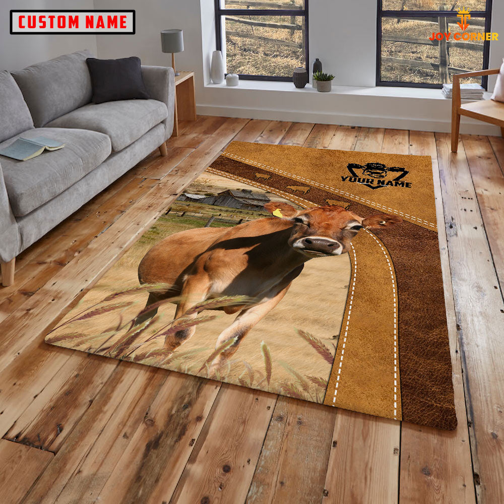 Jersey Farming Brown Personalized Name 3D Rug