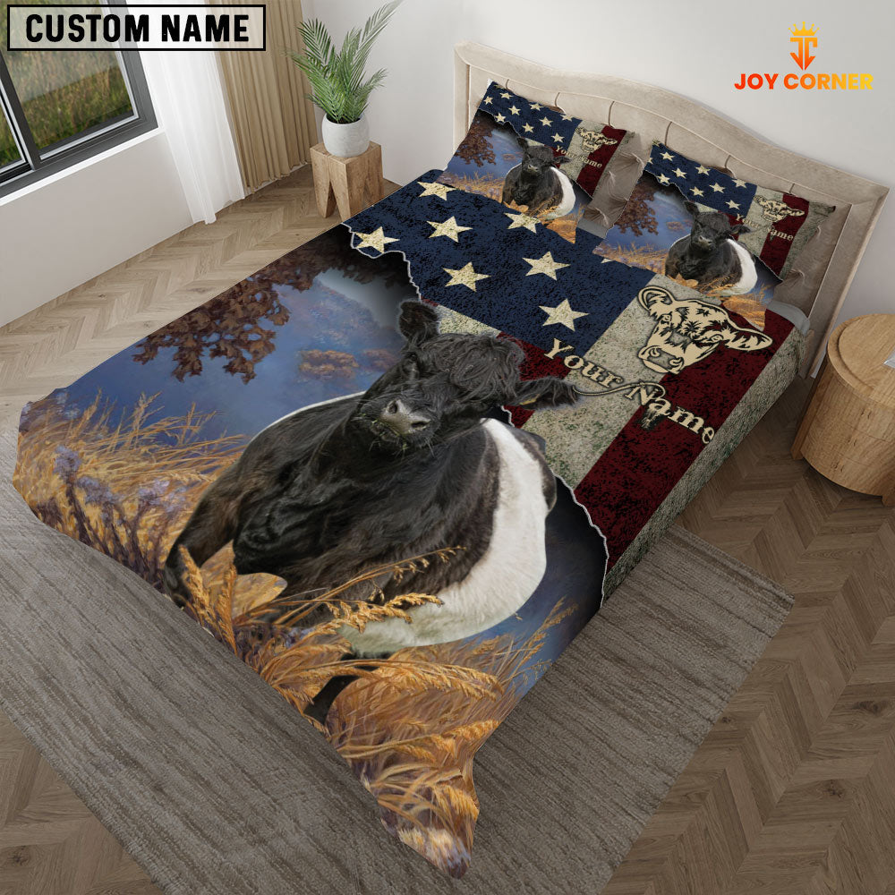 Belted Galloway America Customized Name 3D Bedding Set