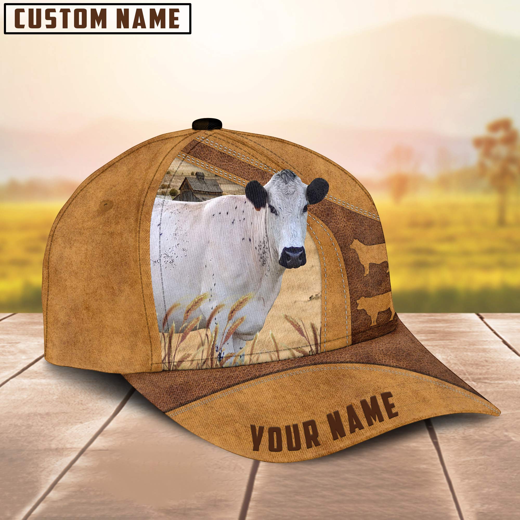 Custom Name British White Park Cattle Cap