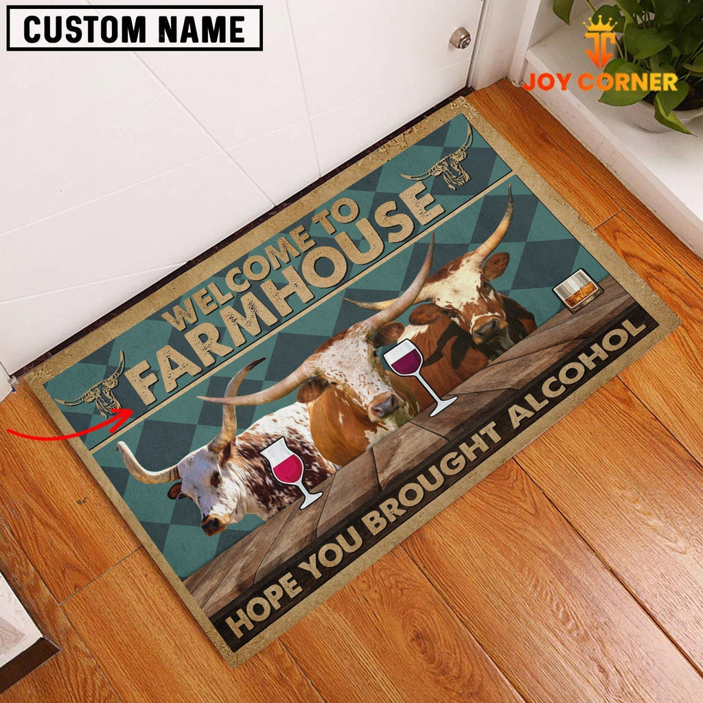 Texas Longhorn Hope You Bought Alcohol Custom Name Doormat