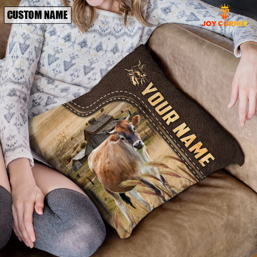 Brown Swiss Custom Name Leather Pattern Pillow Case