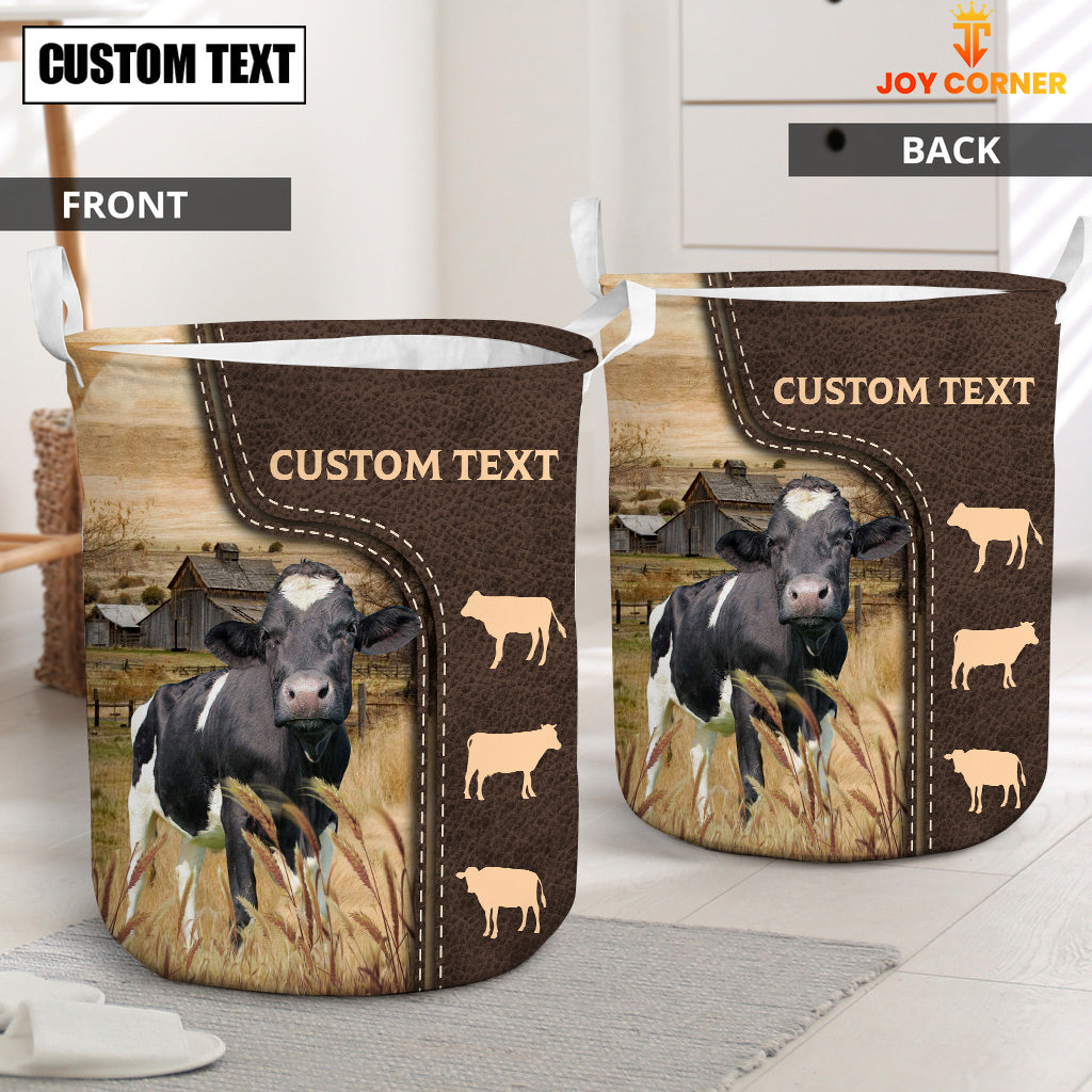 Holstein Custom Name Leather Pattern Laundry Basket