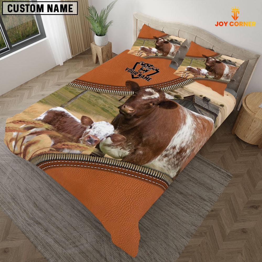 Shorthorn On The Farm Customized Name 3D Bedding Set