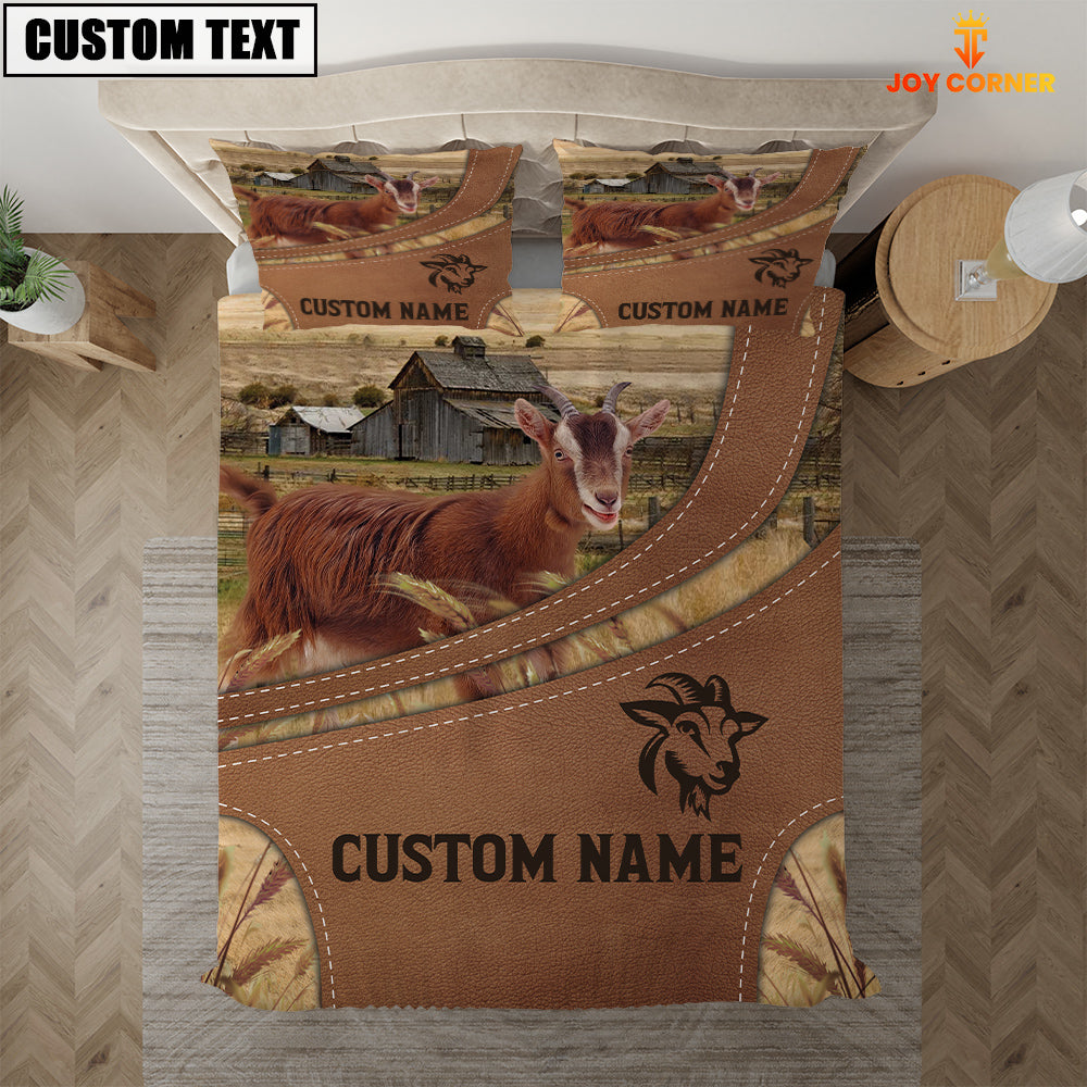 Custom Name Goat On Farm Bedding Set