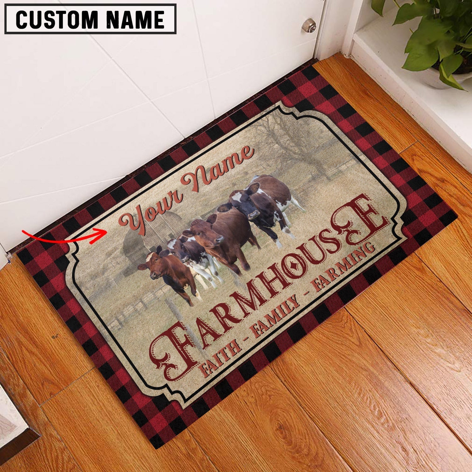 Ayrshires Faith Family Farming Custom Name Doormat
