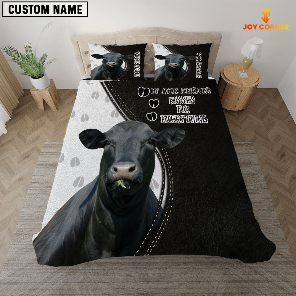 Black Angus Kisses Fix Everything Custom Name Bedding Set
