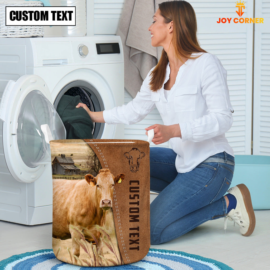 Limousin Brown Farm Custom Name Laundry Basket