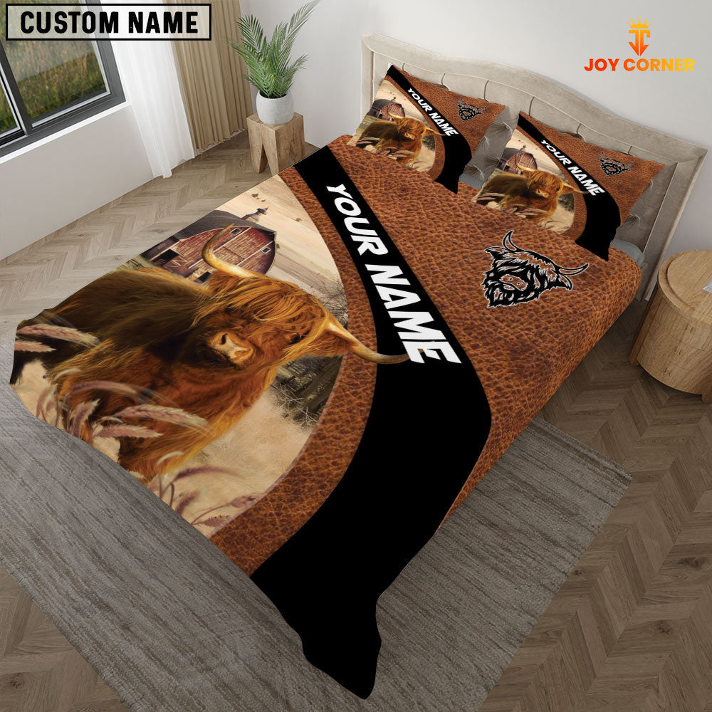 Highland On The Farm Customized Name Red Barn Bedding Set