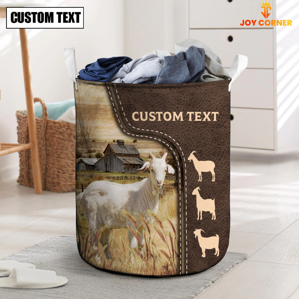 Goat Custom Name Leather Pattern Laundry Basket