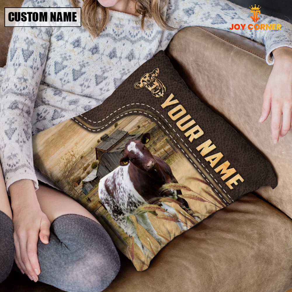 Shorthorn Custom Name Leather Pattern Pillow Case
