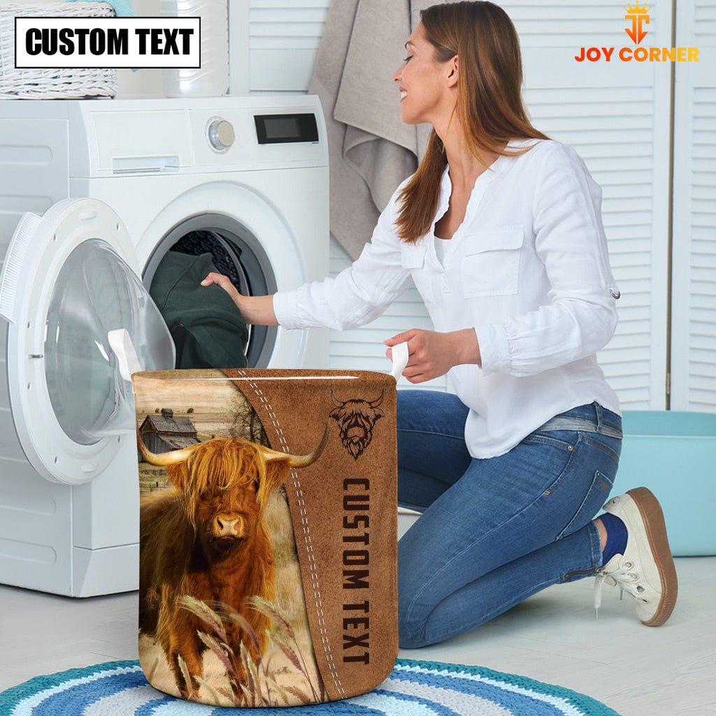 Highland Brown Farm Custom Name Laundry Basket
