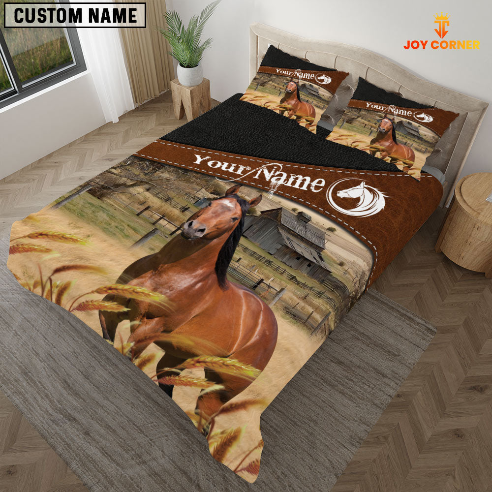 Horse On The Field Customized Name 3D Bedding Set