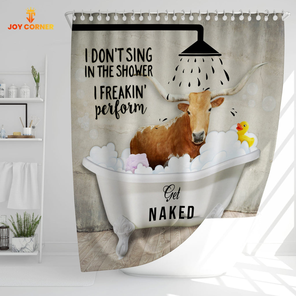 Texas Longhorn I Don't Sing In The Shower 3D Shower Curtain