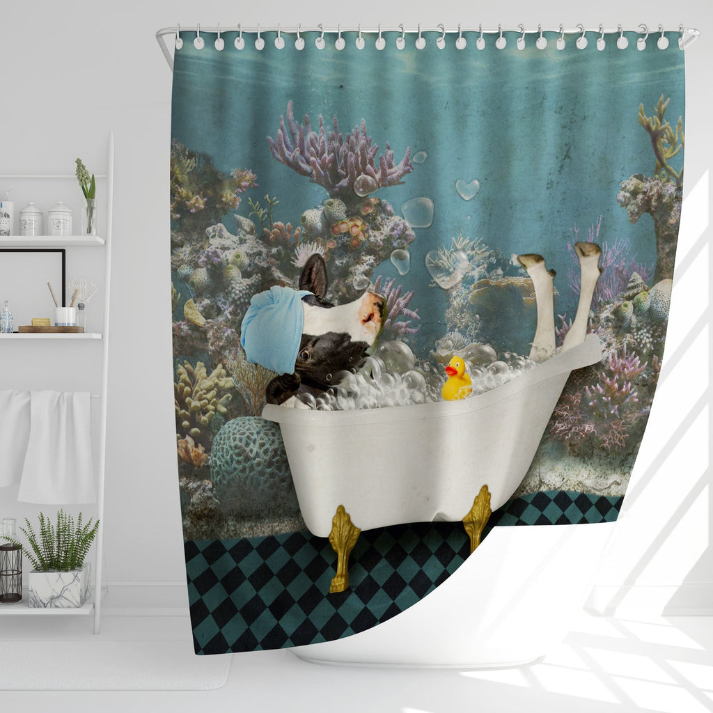 Holstein Taking Shower Under The Sea 3D Shower Curtain
