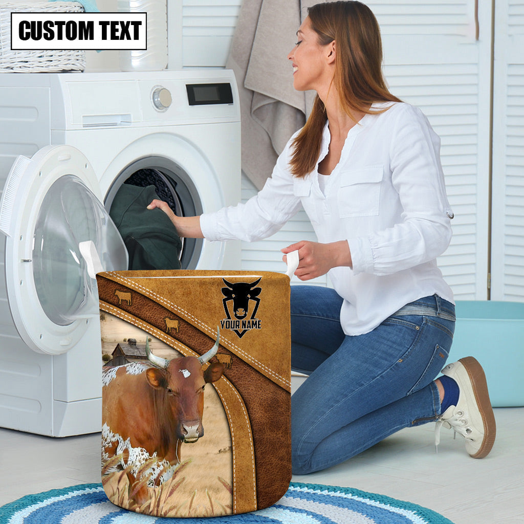 Florida Cracker Cattle Brown Custom Name Basket