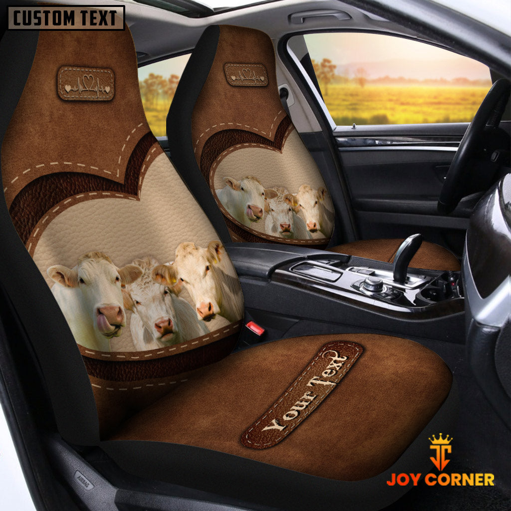 Charolais Pattern Customized Name Heart Car Seat Cover Set