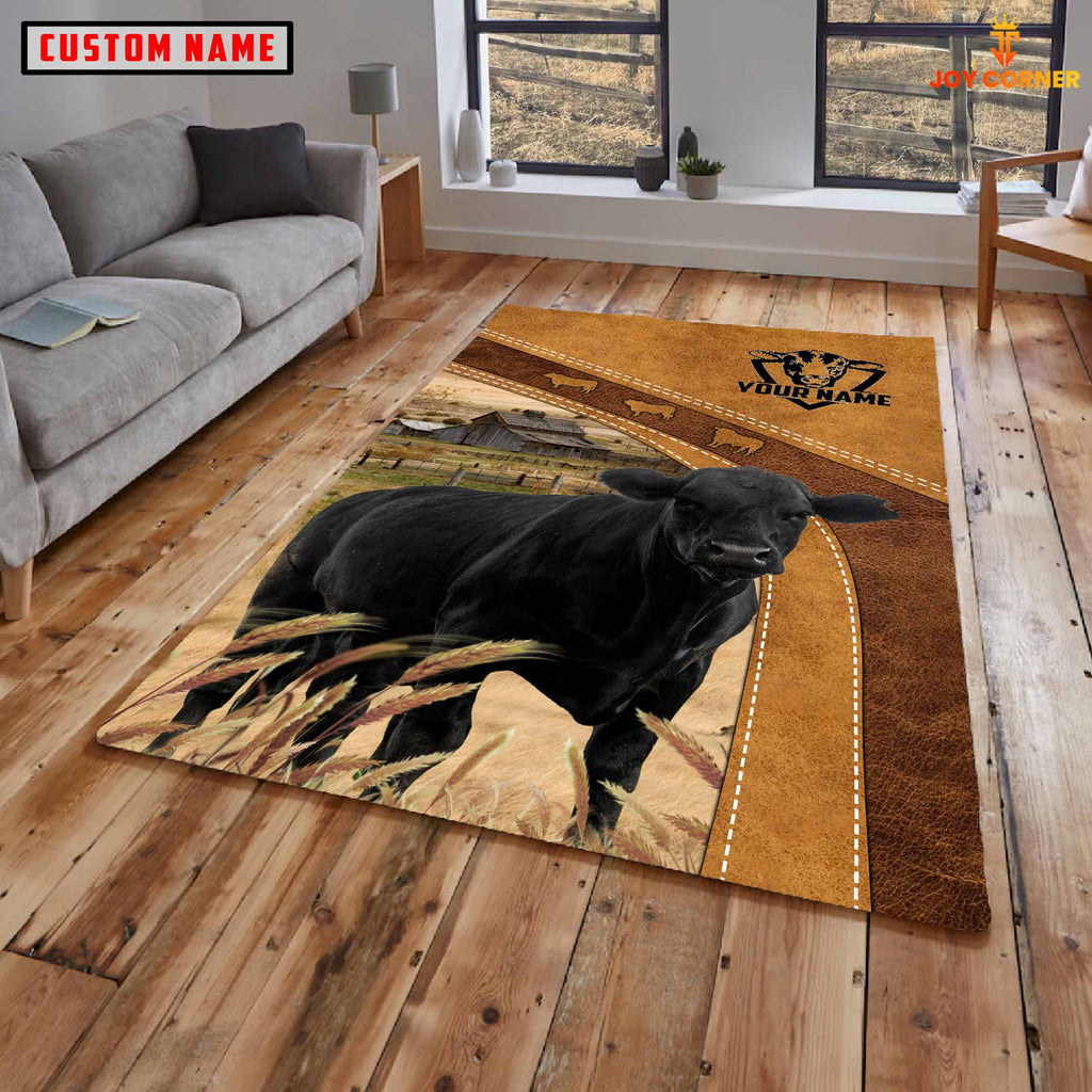 Black Angus Farming Brown Personalized Name 3D Rug