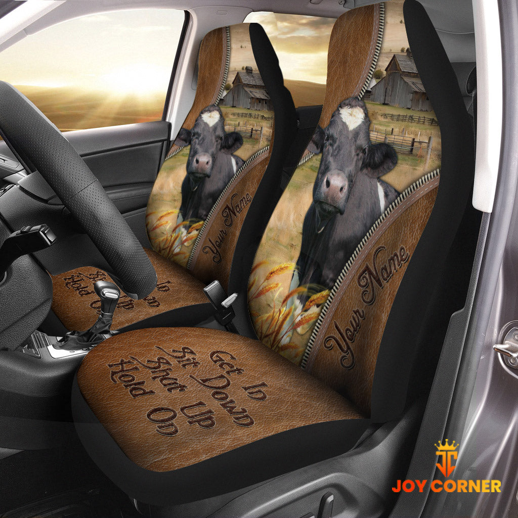 Holstein Customized Name Leather Pattern Car Seat Covers (2Pcs)