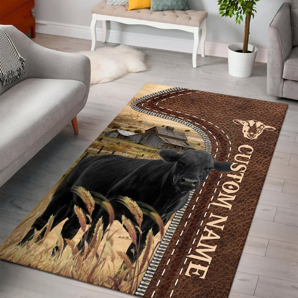 Black Angus Farming Personalized Name 3D Rug
