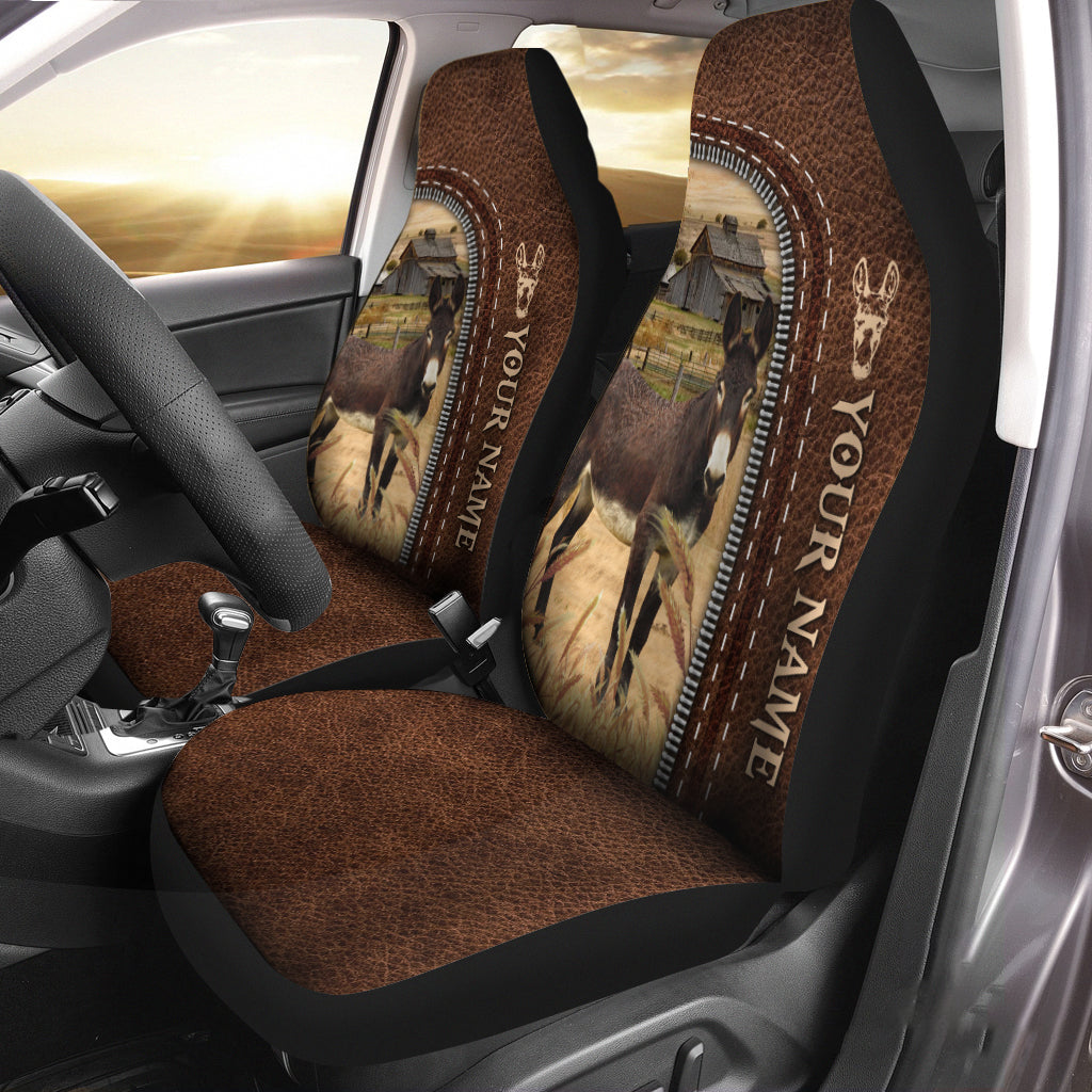 Mule Personalized Name Leather Pattern Car Seat Covers Universal Fit (2Pcs)