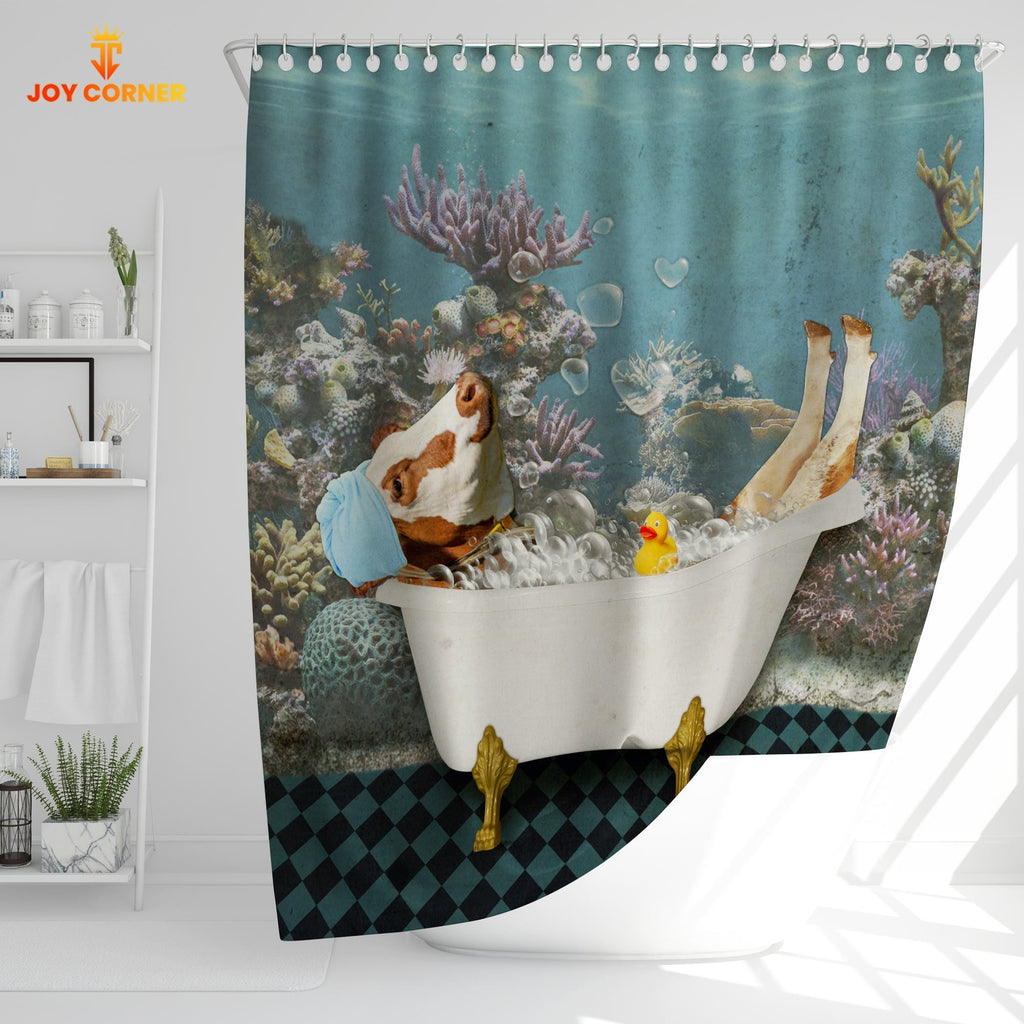 Simmental Taking Shower Under The Sea 3D Shower Curtain