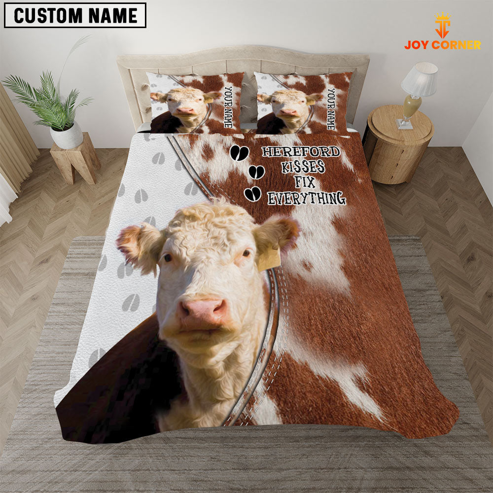 Hereford Kisses Fix Everything Custom Name Bedding Set