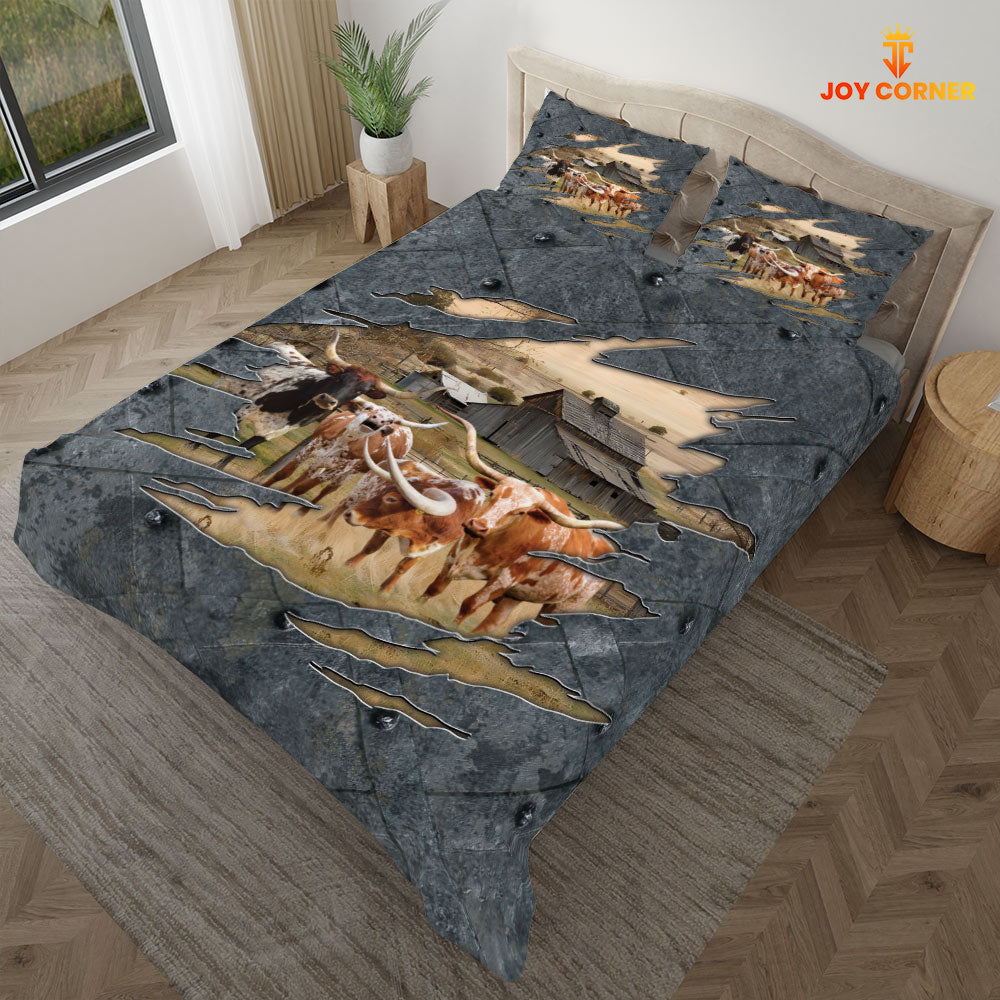Texas Longhorn On The Farm Customized Name Bedding Set