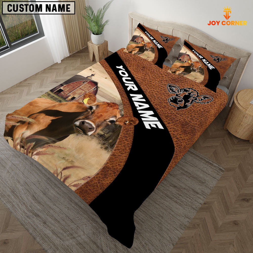 Jersey On The Farm Customized Name Red Barn Bedding Set