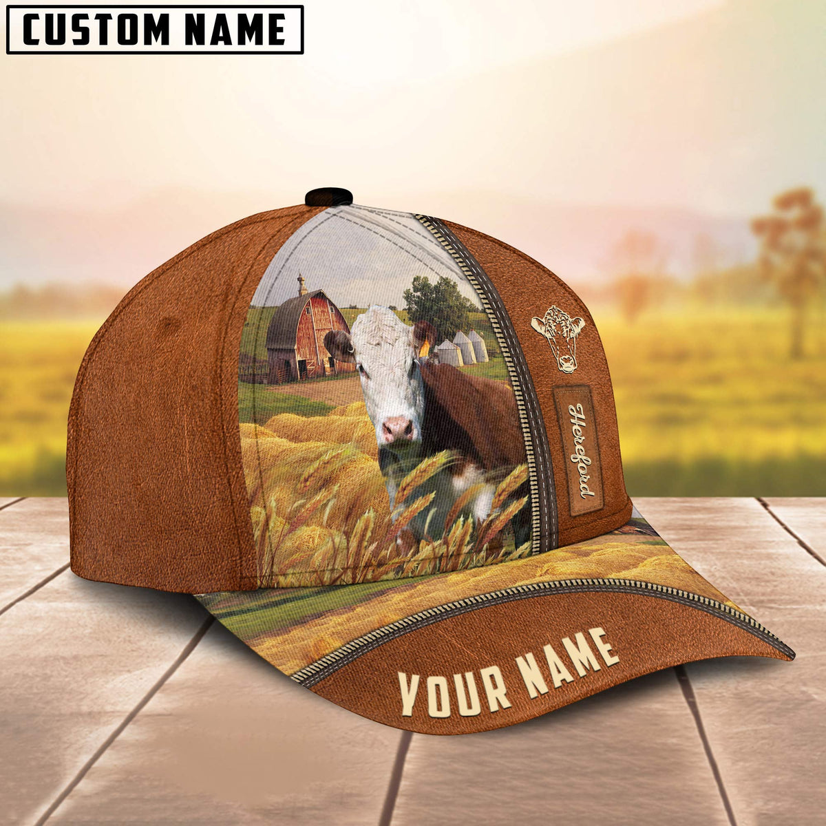 Personalized Name Hereford Barn Farm Cap