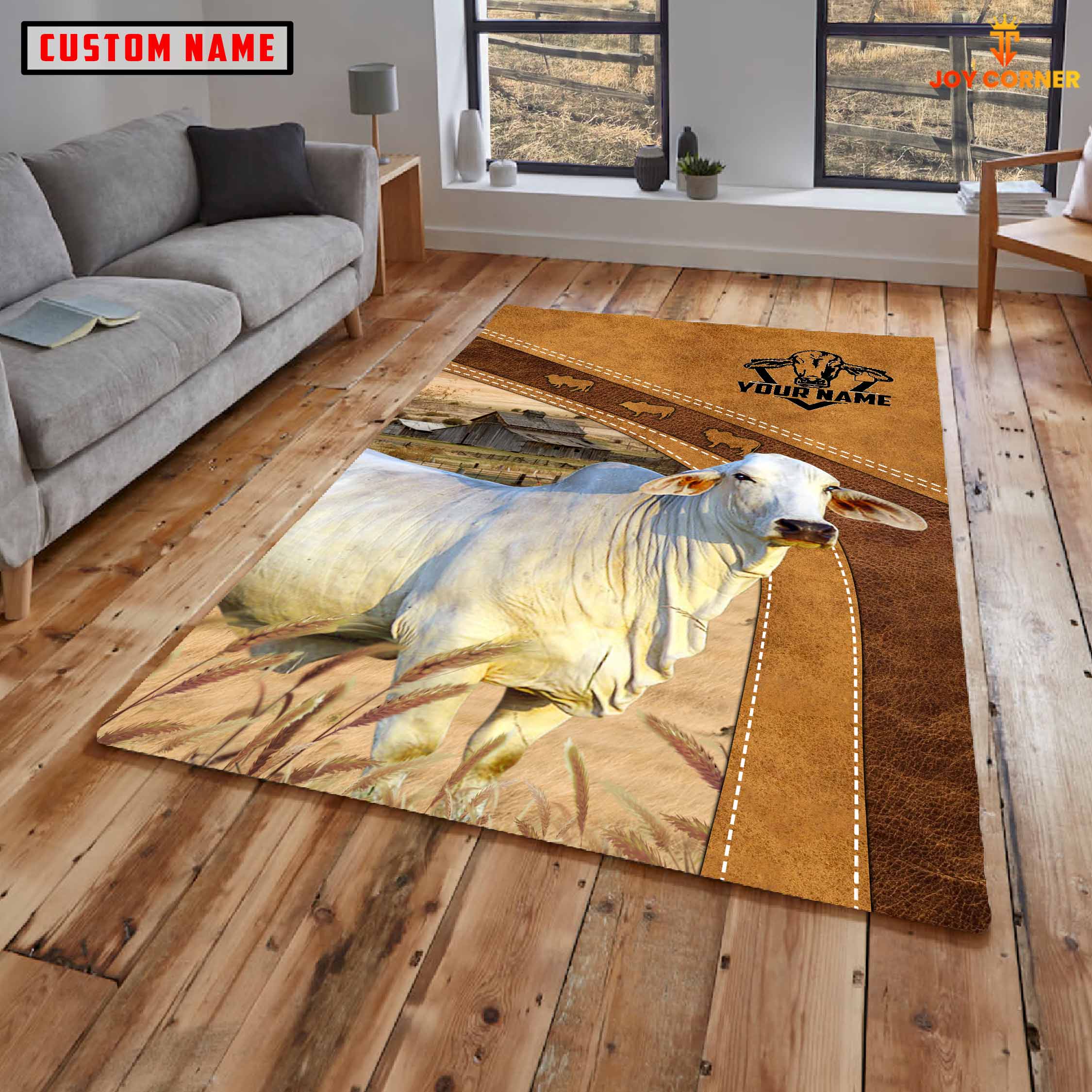 Brahman Farming Brown Personalized Name 3D Rug