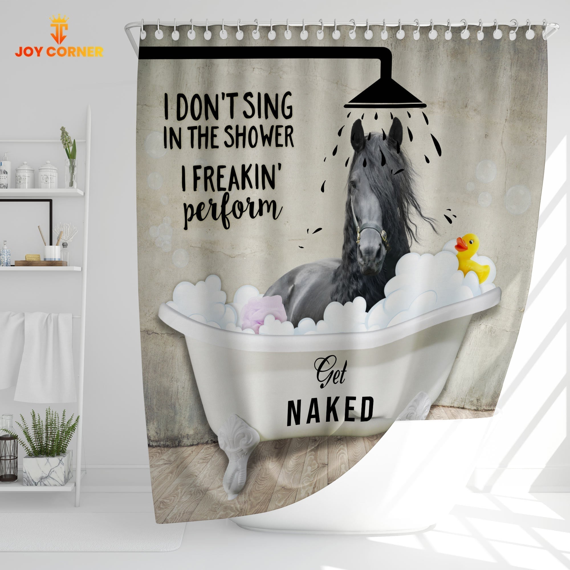 Black Horse I Don't Sing In The Shower 3D Shower Curtain