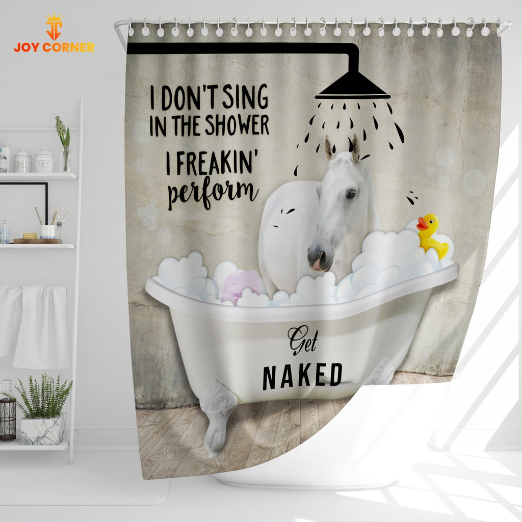 White Horse I Don't Sing In The Shower 3D Shower Curtain