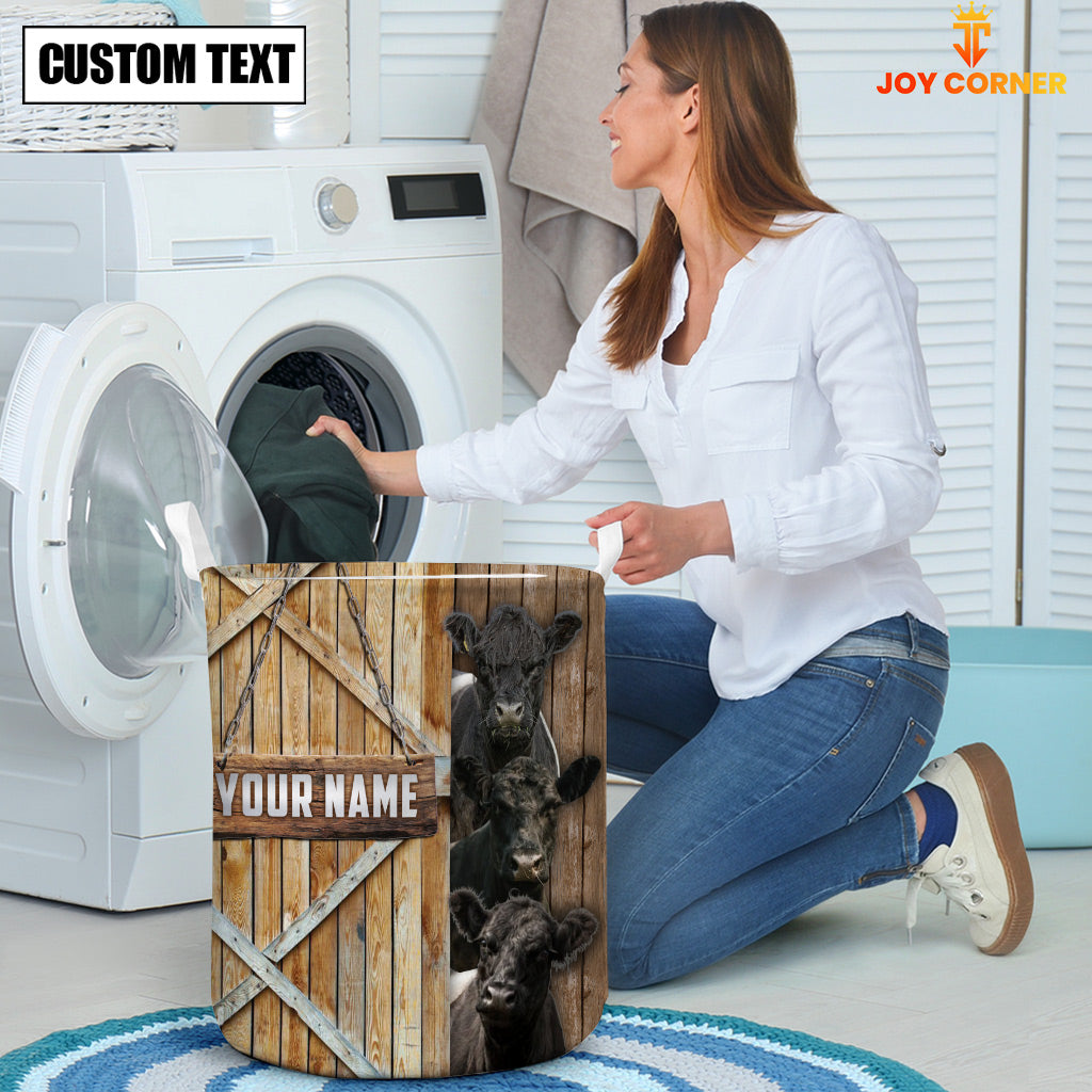 Belted Galloway Barn Custom Name Laundry Basket